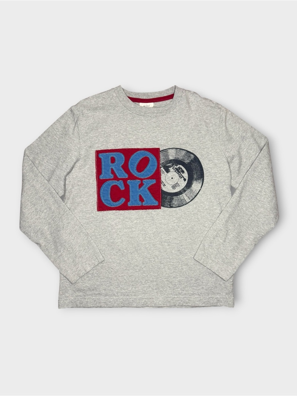 Mini Boden Vintage Rock Music Applique Gray Long Sleeve Shirt